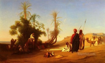  orientalista Obras - Halte A LOasis Orientalista árabe Charles Theodore Frere